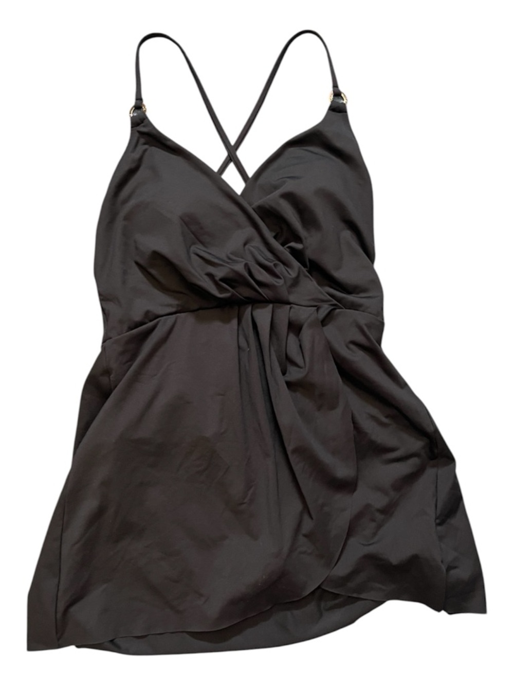 Anne Cole Black Surplice Swim Dress with Gold Accent - Picture 3 of 6